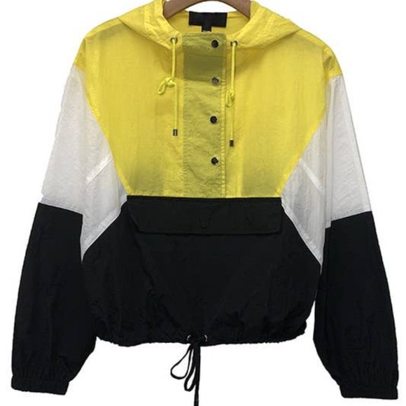 ***New Never Worn***Color Block Windbreaker Jacket--Yellow - Picture 1 of 4